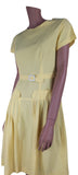 Bradrex Genuine Vintage 50s Sun Dress Yellow Belt Metallic zip Classy UK 10 - Vintage Boutique