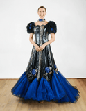 Feathers Metallic Ball Gown_ Size 10 - Vintage Boutique