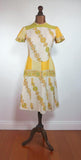 Genuine Vintage 50s 60s Dress Summer Yellow Handmade Silky Dropped Waist UK 12 - Vintage Boutique