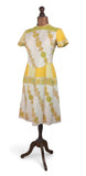 Genuine Vintage 50s 60s Dress Summer Yellow Handmade Silky Dropped Waist UK 12 - Vintage Boutique