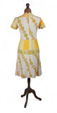 Genuine Vintage 50s 60s Dress Summer Yellow Handmade Silky Dropped Waist UK 12 - Vintage Boutique