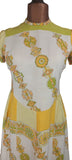 Genuine Vintage 50s 60s Dress Summer Yellow Handmade Silky Dropped Waist UK 12 - Vintage Boutique