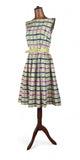 Genuine Vintage 50s Dress Cotton Summer Knee Length Classy Elegant Stripes UK 10 - Vintage Boutique