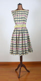 Genuine Vintage 50s Dress Cotton Summer Knee Length Classy Elegant Stripes UK 10 - Vintage Boutique