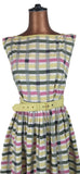 Genuine Vintage 50s Dress Cotton Summer Knee Length Classy Elegant Stripes UK 10 - Vintage Boutique