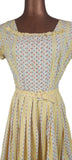 Genuine Vintage 50s Dress Cotton Summer Yellow Metallic zip Handmade UK 8 - Vintage Boutique