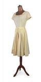 Genuine Vintage 50s Dress Cotton Summer Yellow Metallic zip Handmade UK 8 - Vintage Boutique