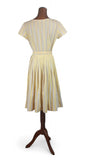 Genuine Vintage 50s Dress Cotton Summer Yellow Metallic zip Handmade UK 8 - Vintage Boutique