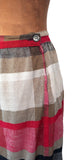 Genuine Vintage 50s Skirt Linen Summer Check Stripes Metallic zip Handmade UK 6 - Vintage Boutique