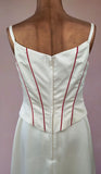 Preloved Wedding Dress Top and Skirt Ivory Satin Red Stripes Classy UK 12/14 - Vintage Attic