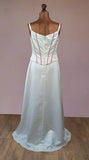 Preloved Wedding Dress Top and Skirt Ivory Satin Red Stripes Classy UK 12/14 - Vintage Attic