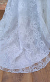 Pronuptia Vintage 70s Wedding Dress Boho Classy Long Maxi White Lace Train UK 12 - Vintage Attic