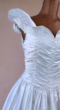 Pronuptia Vintage 80s Wedding Dress Belle Satin Long Maxi White Flounces UK 12 - Vintage Attic