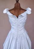 Pronuptia Vintage 80s Wedding Dress Belle Satin Long Maxi White Flounces UK 12 - Vintage Attic