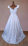 Pronuptia Vintage 80s Wedding Dress Belle Satin Long Maxi White Flounces UK 12 - Vintage Attic