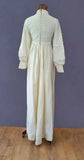 Vintage 60s Wedding Dress Boho High Waist Lace Long Maxi Satin Handmade UK 8 - Vintage Attic