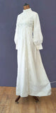 Vintage 60s Wedding Dress Boho High Waist Lace Long Maxi Satin Handmade UK 8 - Vintage Attic