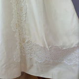 Vintage 60s Wedding Dress Boho High Waist Lace Long Maxi Satin Handmade UK 8 - Vintage Attic