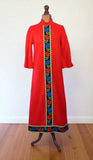 Vintage 70s Dress Long Maxi Hippie Boho Retro Traditional Folk Winter UK 14 - Vintage Boutique