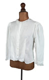 Vintage 70s Shirt Blouse Traditional Folk Dirndl Cottage Chic White Linen - UK 14 - Vintage Boutique