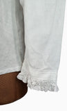 Vintage 70s Shirt Blouse Traditional Folk Dirndl Cottage Chic White Linen - UK 14 - Vintage Boutique