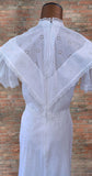 Vintage 70s Wedding Dress Boho Classy Elegant Long Maxi White Broderie UK 8 - Vintage Attic