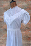 Vintage 70s Wedding Dress Boho Classy Elegant Long Maxi White Broderie UK 8 - Vintage Attic