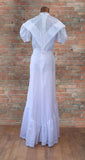 Vintage 70s Wedding Dress Boho Classy Elegant Long Maxi White Broderie UK 8 - Vintage Attic