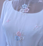 Vintage 70s Wedding Dress Boho Classy Long Maxi White Sheer Chiffon UK 14 - Vintage Attic