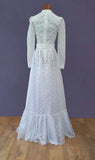 Vintage 70s Wedding Dress Boho Timeless Lace Classy Elegant Long Maxi Ivory UK 6 - Vintage Attic