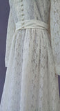 Vintage 70s Wedding Dress Boho Timeless Lace Classy Elegant Long Maxi Ivory UK 6 - Vintage Attic