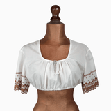 Vintage 80s Dirndl Blouse Traditional Folk Cottage Chic Embroidery - UK 10/12 - Vintage Boutique