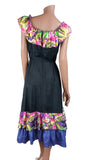 Vintage 80s Dress Dance Swing Party Prom Flamenco Colourful Flounces - UK 8 - Vintage Boutique
