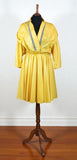 Vintage 80s Dress Quirky Mod Party Cocktail Knee Metallic Yellow - UK 10 - Vintage Boutique