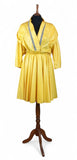 Vintage 80s Dress Quirky Mod Party Cocktail Knee Metallic Yellow - UK 10 - Vintage Boutique