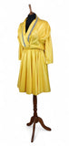 Vintage 80s Dress Quirky Mod Party Cocktail Knee Metallic Yellow - UK 10 - Vintage Boutique