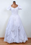 Vintage 80s French Wedding Dress Princess Traditional Cottage Chic White UK 8/10 - Vintage Boutique