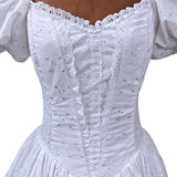 Vintage 80s French Wedding Dress Princess Traditional Cottage Chic White UK 8/10 - Vintage Boutique