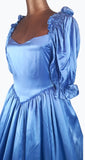 Vintage 80s Prom Ball Gown Princess Dress Fluid Satin Ruffles Flounces Bows UK 6 - Vintage Boutique