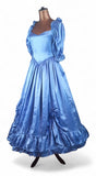 Vintage 80s Prom Ball Gown Princess Dress Fluid Satin Ruffles Flounces Bows UK 6 - Vintage Boutique