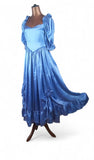 Vintage 80s Prom Ball Gown Princess Dress Fluid Satin Ruffles Flounces Bows UK 6 - Vintage Boutique