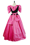 Vintage 90s Ball Gown Dress 3D Flowers Stage Theatre Velvet Satin Pink UK 18 - Vintage Boutique