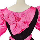 Vintage 90s Ball Gown Dress 3D Flowers Stage Theatre Velvet Satin Pink UK 18 - Vintage Boutique
