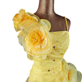 Yellow Ball Gown 3D Flowers _ Size 6 - Vintage Boutique