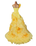 Yellow Ball Gown 3D Flowers _ Size 6 - Vintage Boutique