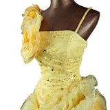 Yellow Ball Gown 3D Flowers _ Size 6 - Vintage Boutique