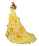 Yellow Ball Gown 3D Flowers _ Size 6 - Vintage Boutique