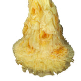 Yellow Ball Gown 3D Flowers _ Size 6 - Vintage Boutique