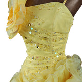 Yellow Ball Gown 3D Flowers _ Size 6 - Vintage Boutique