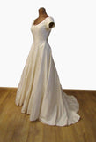 Vintage 90s Silk Wedding Dress Classy Belle Elegant Beading Train UK 8/10 - VintageFairy